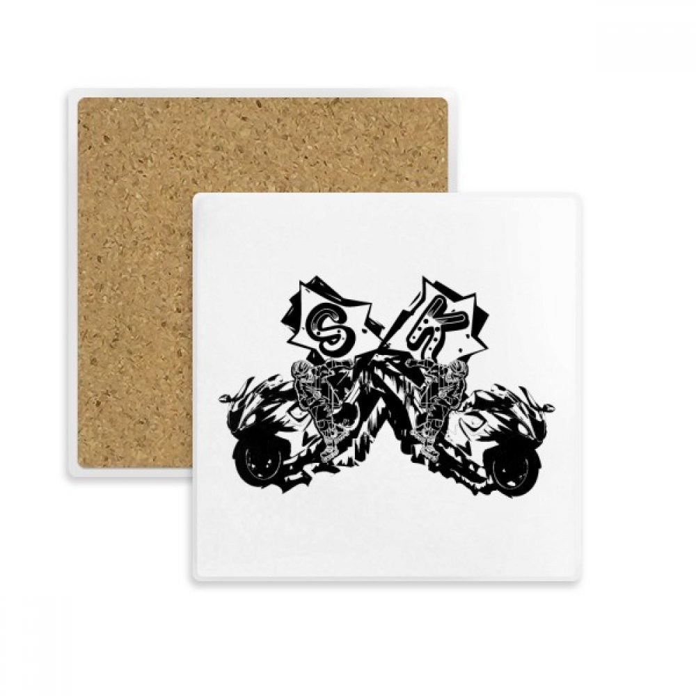 Coaster Moto Noir en Pierre Absorbante pour Tasse et Verre Multicolore DIYthinker