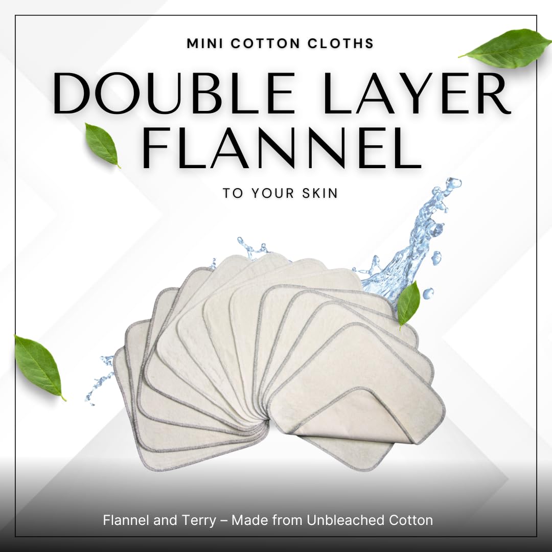 Gants de toilette en flanelle double couche avec éponge 12 pièces réutilisables bébé