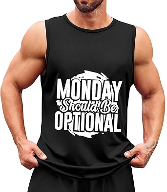 Mens Tank Top,Monday Optional,Athletic Gym Workout Muscle Shirts top