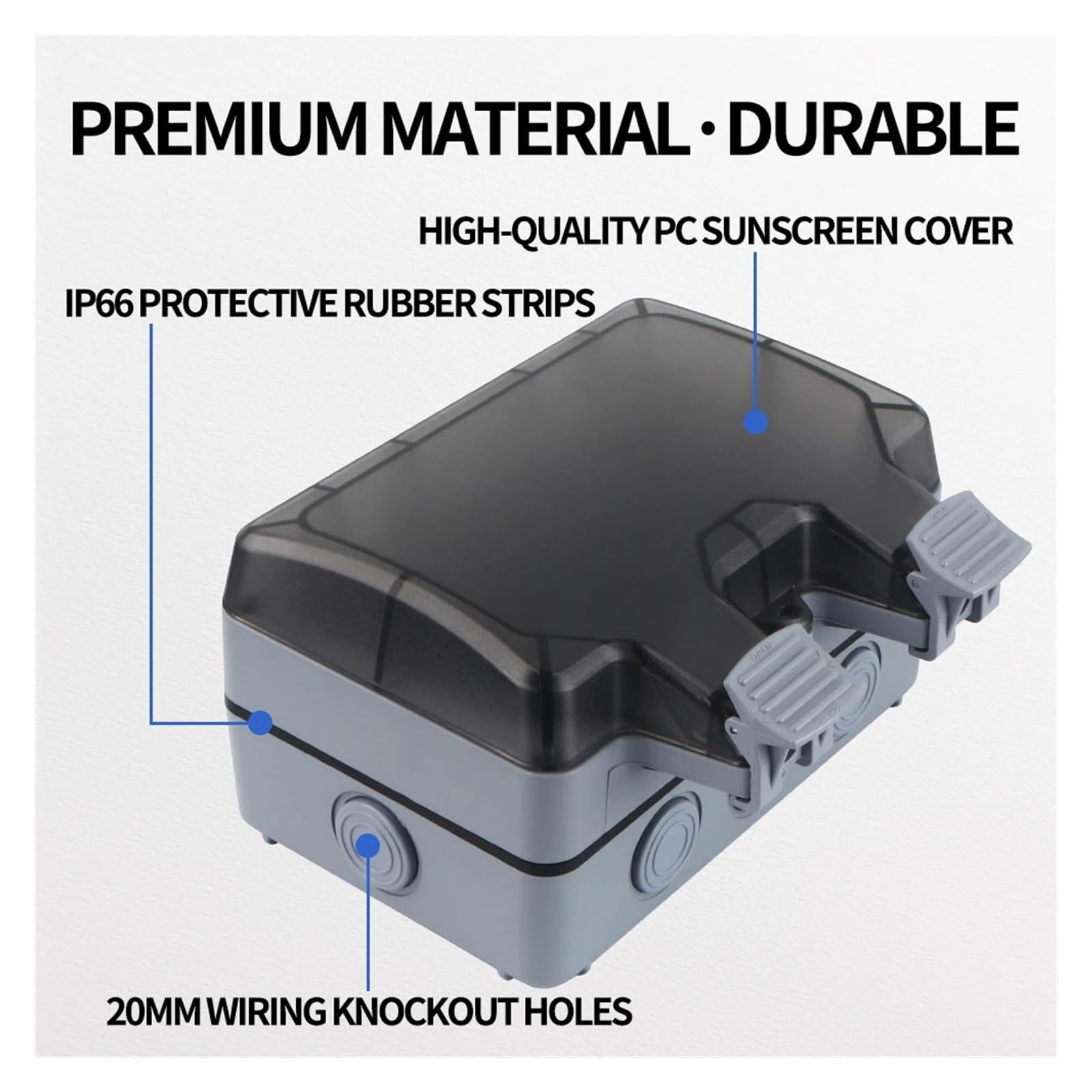 Prises murales extérieures étanches, norme ue FR UK US, prise d'alimentation 250V, 16a, IP66, étanche à la poussière, double prise principale extérieure(EU-Socekt-Box)