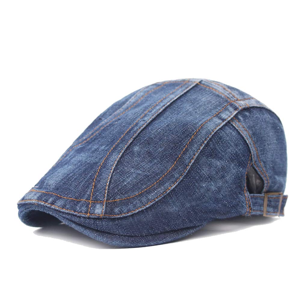 Quanhaigou Unisex Denim Newsboy Hats Flat Ivy Gatsby Cabbie Driving Berets Hat Cotton Dad Cap for Men Women