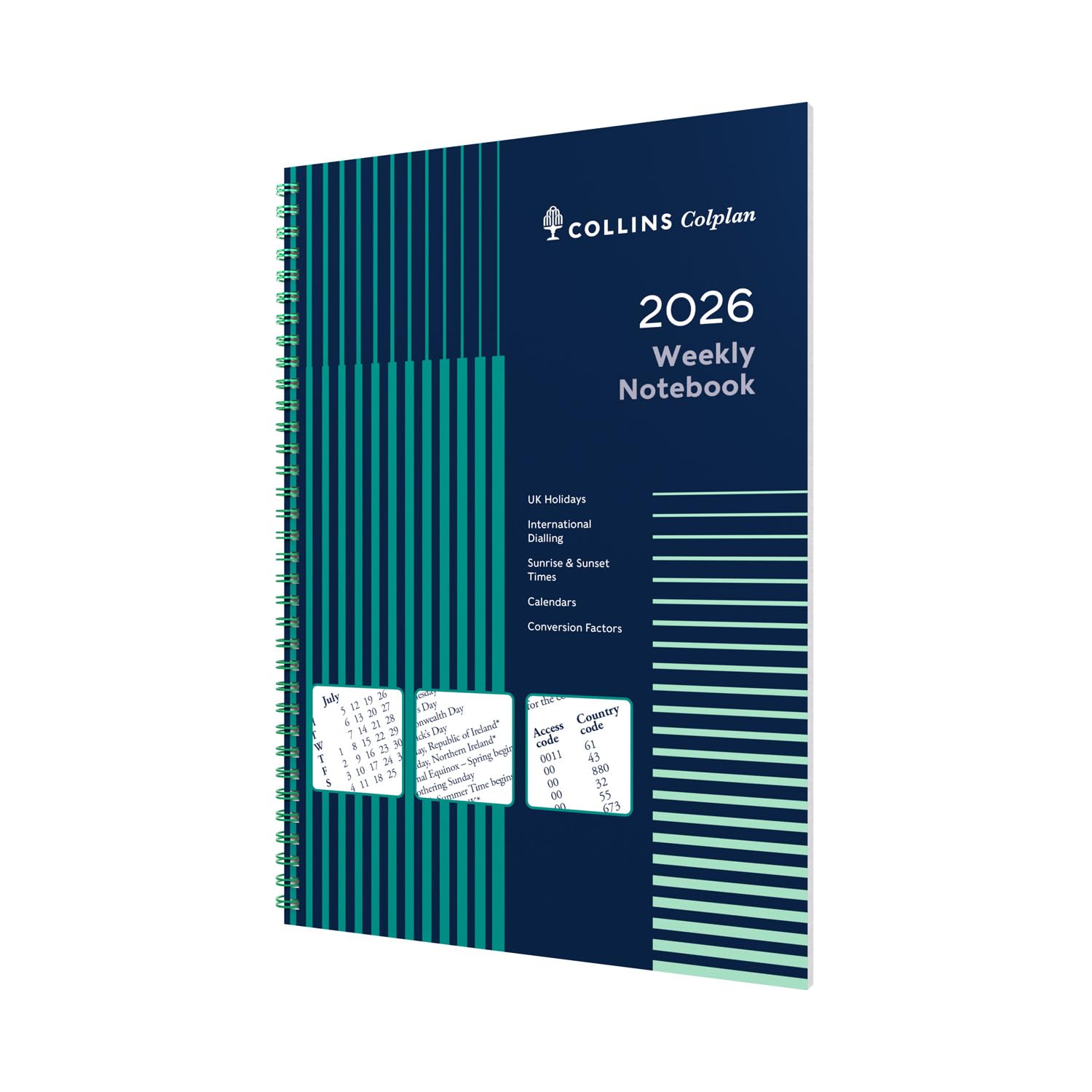 Collins - Colplan - 2026 12 Month Calendar Year Planner, Week-to-View with Notes Diary, A4 Wiro Bound Cover (62-26)