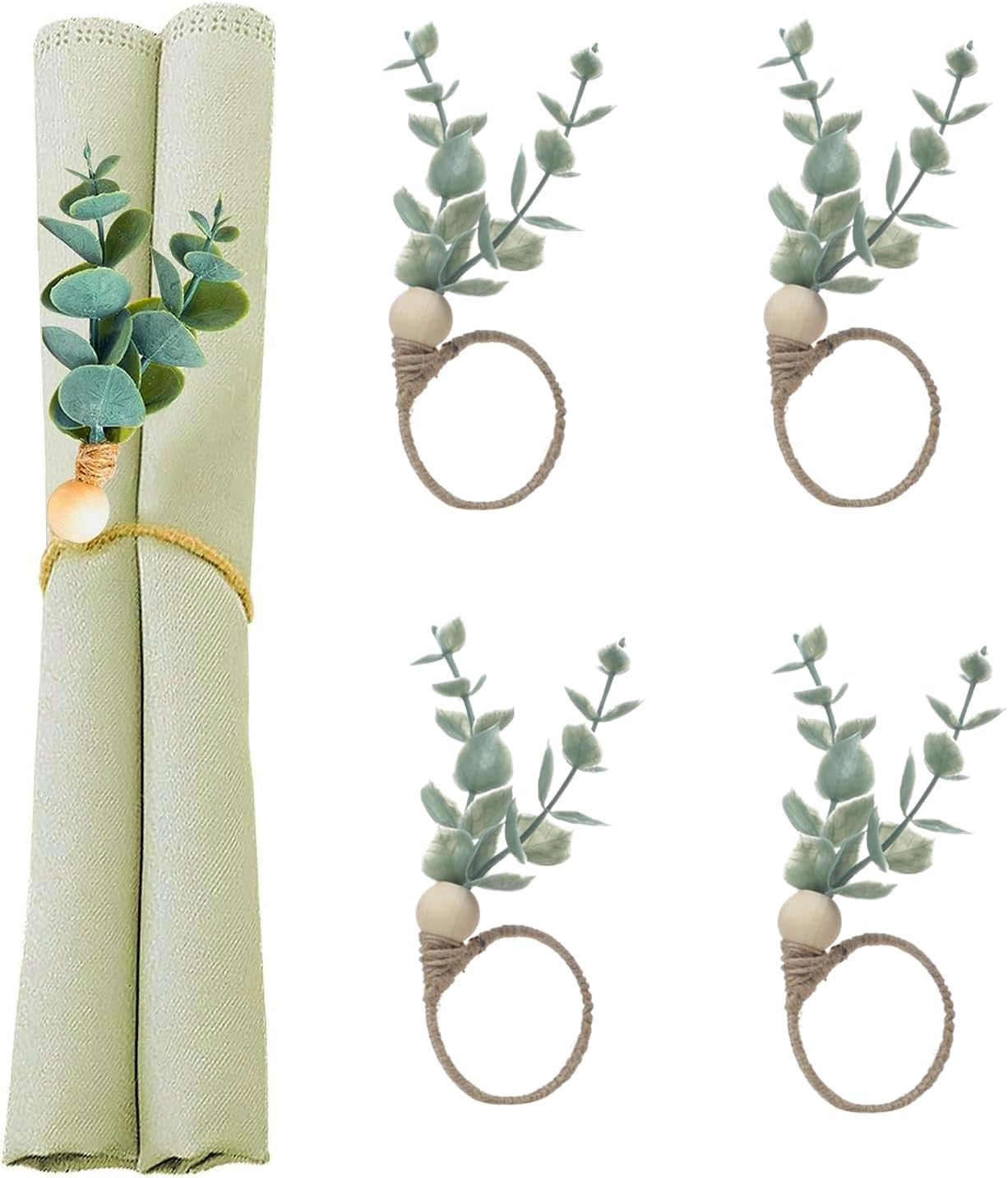 YVPSI 4PCS Napkin Rings Set of 4 Boho Spring Napkin Rings