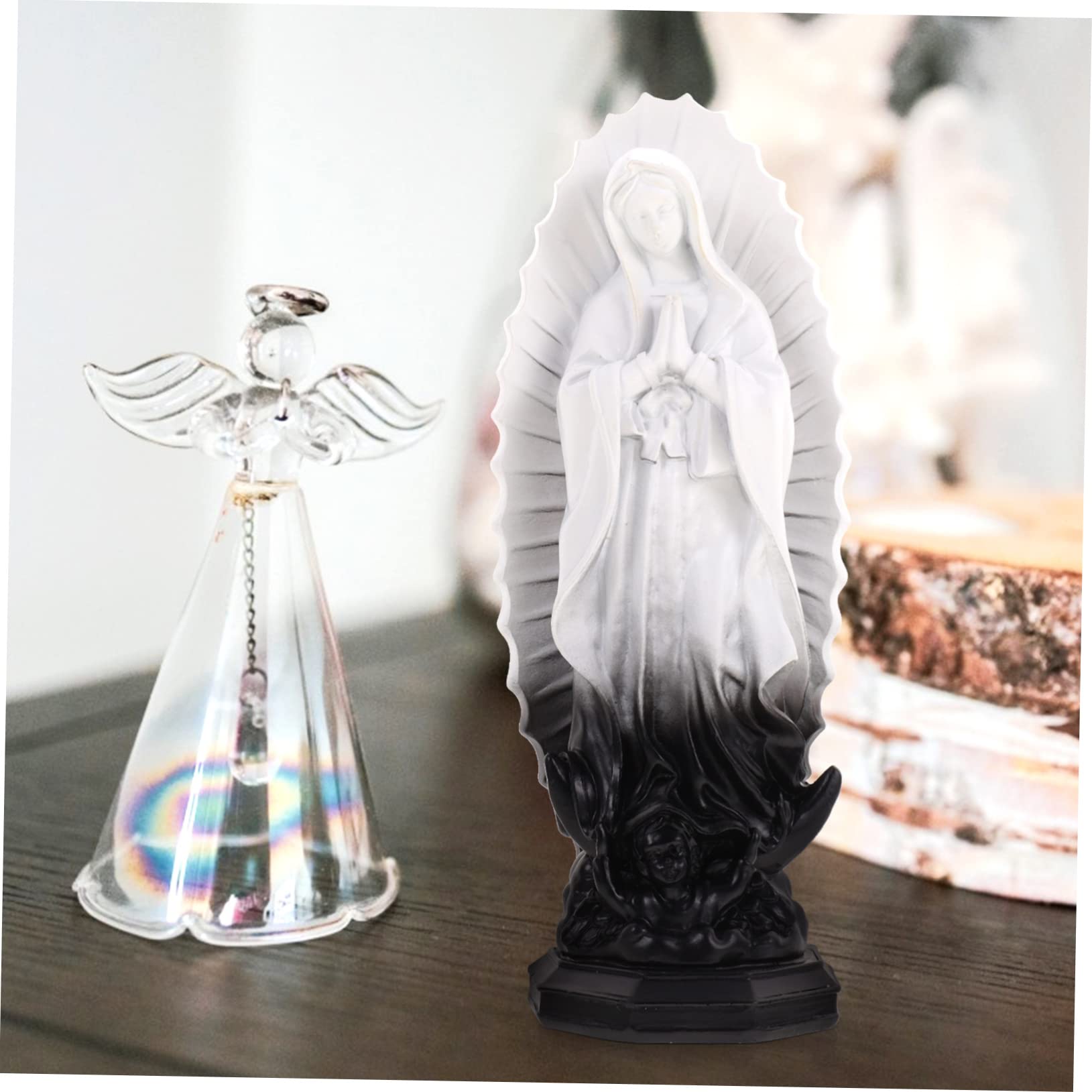 在庫限り】 白マリア レジン 樹脂 像 マドンナ 置物 聖母マリア彫像 ク