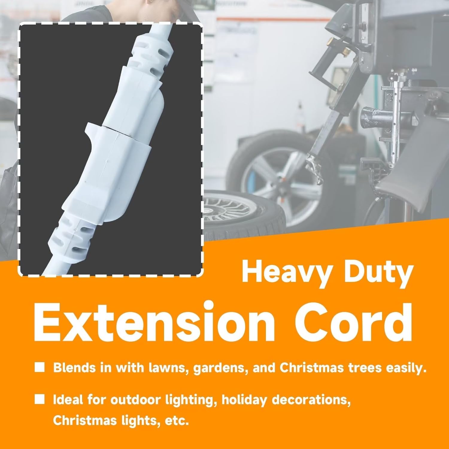 12 Gauge Heavy Duty Outdoor Extension Cord 50 Ft, Flexible Cold Resistant 3 Prong Grounded Plug Outside Extension Cable, SJTW, 15A 125V 1875W, White, ETL Listed