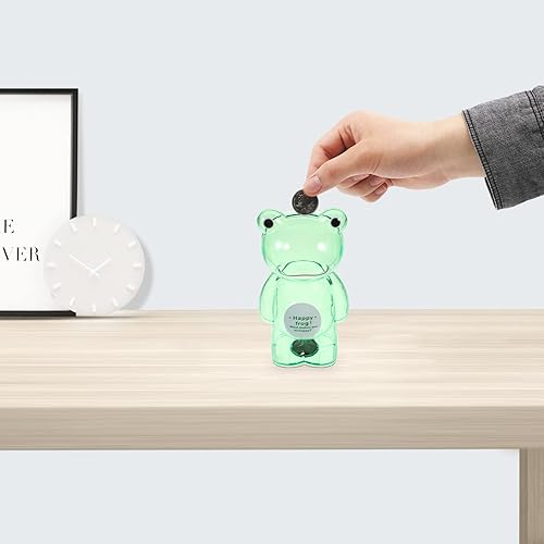 Miniatura 4 de Alcancía transparente con forma de rana para dinero con forma de moneda, caja de almacenamiento de monedas, caja de contenedor de monedas,