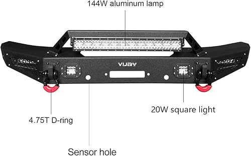 Miniatura 4 de Vijay Parachoques delantero y trasero para Ford Bronco 2021-2023 con placa de cabrestante y luces LED