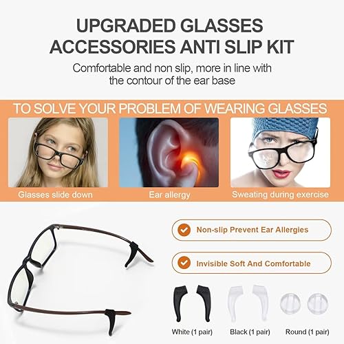 Miniatura 7 de Kit de repuesto y reparación de almohadillas nasales para lentes, 25 pares de almohadillas de silicona ultra suaves para lentes, almohadillas
