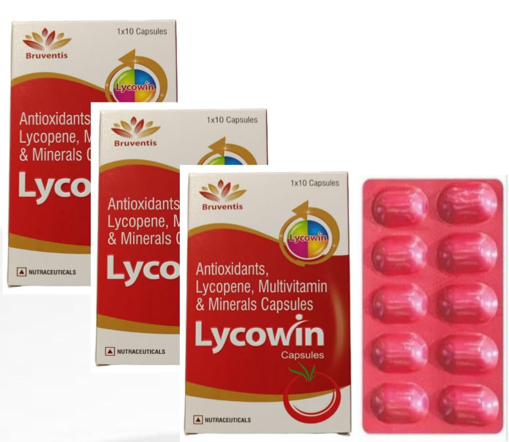 Bruventis Lycowin Antioxidants, Lycopene, Multivitamin & Minerals Capsules, 1x10 Capsules Pack of -3