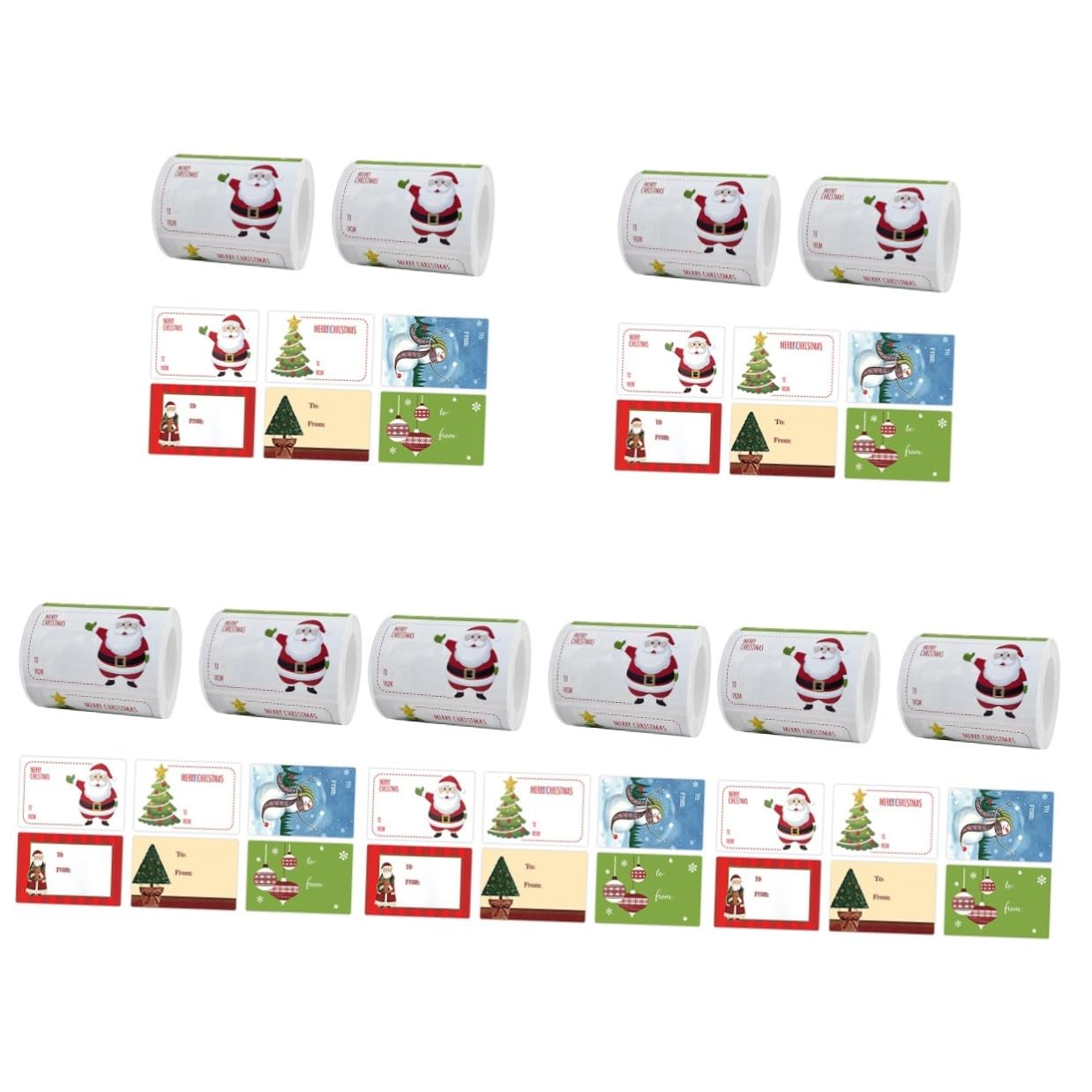 DOITOOL 10 Adesivi Natalizi Rettangolari per Regali Etichette Autoadesive Colorate e Facili Decorazioni Vintage per Pacchetti e Buste per Feste e Confezioni Regalo