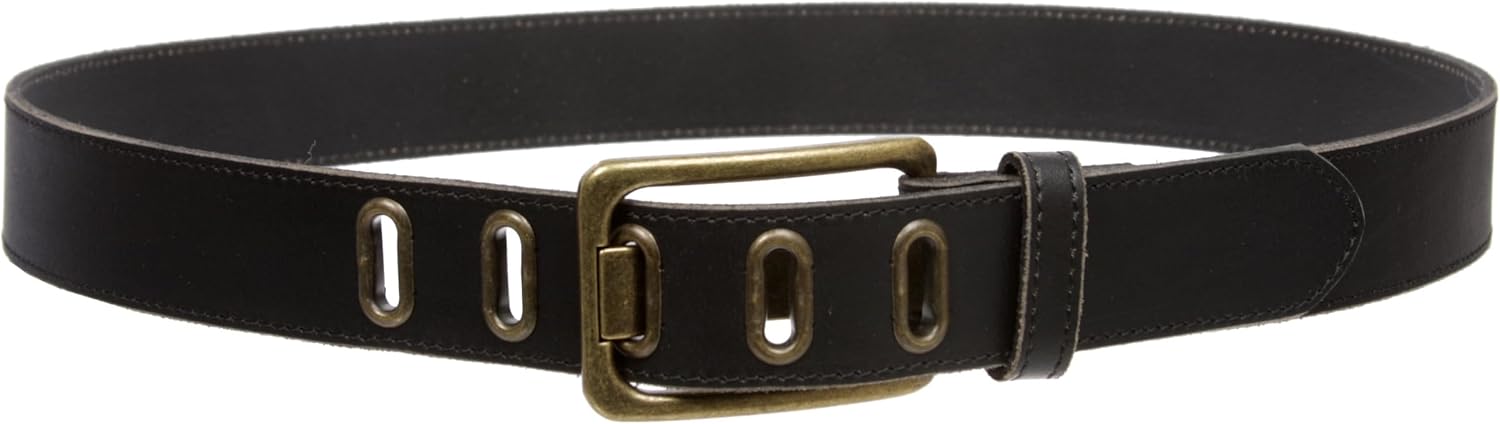 35 mm (1 3/8") Vintage Retro Stitching-Edged Distressed Solid Leather Belt - Image 4