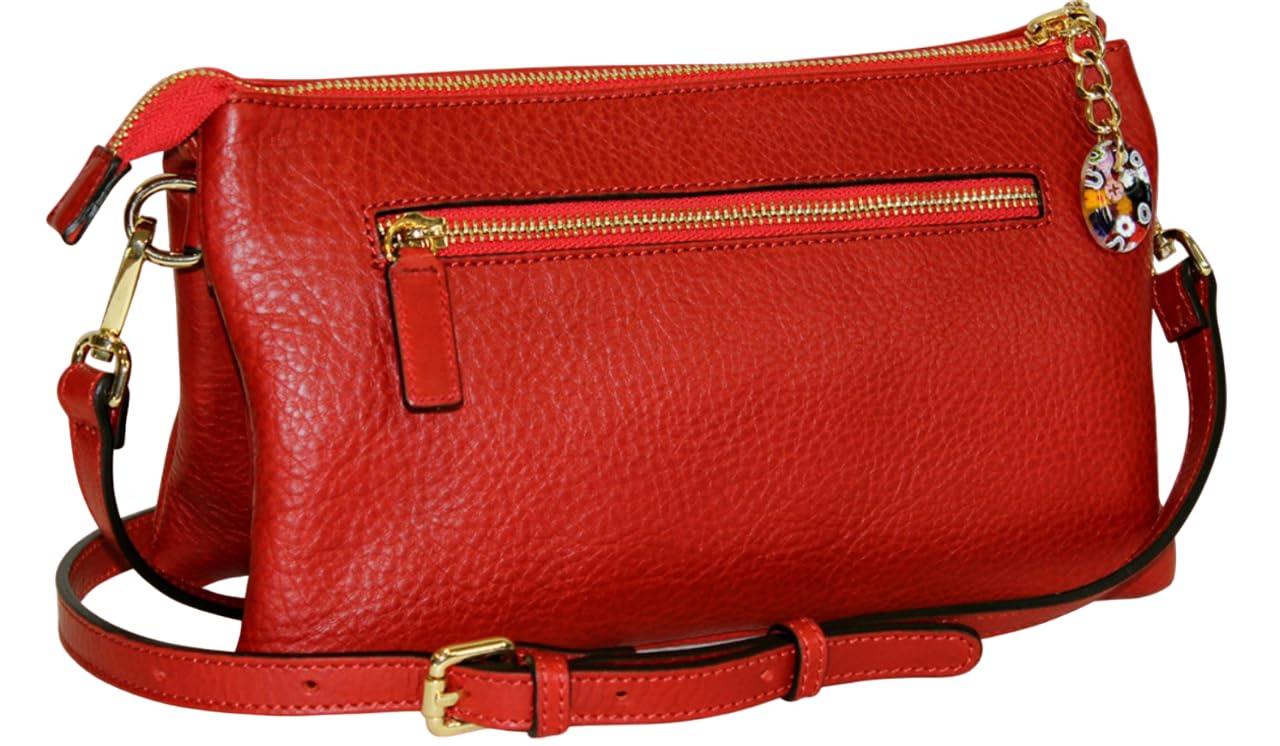 Ducal Handbag with Murano Glass | Real Leather Handmade in Italy | Women's Handbag Purse Shoulder Bag (Red)