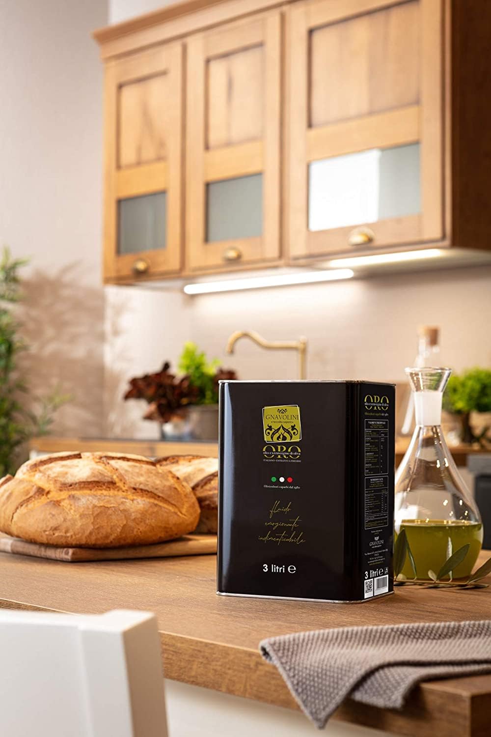 Aceite de oliva virgen extra italiano 100 % extraído en frío, lata de 3 litros, aceite Evo para excelencia en la cocina