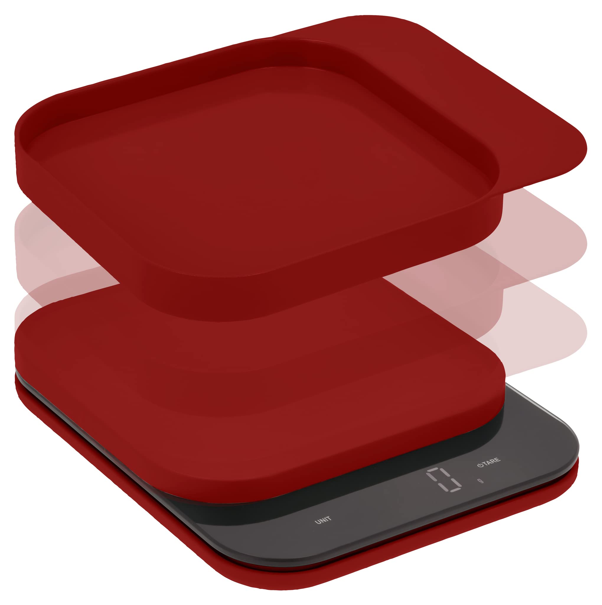 Rosti Mensura - Bilancia da cucina digitale con ciotola e funzione tara, peso massimo 10 kg, 16,5 x 20,3 x 3,5 cm, colore: Rosso