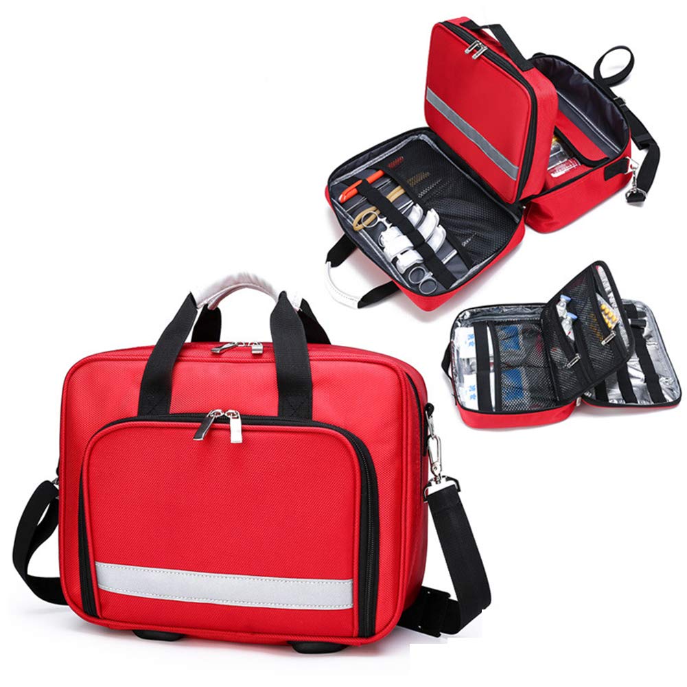 Bolsa de botiquín de primeros auxilios con correa para el hombro, kit de trauma de supervivencia de emergencia Almacenamiento en frío de insulina con compartimentos etiquetados, kit de rescate de
