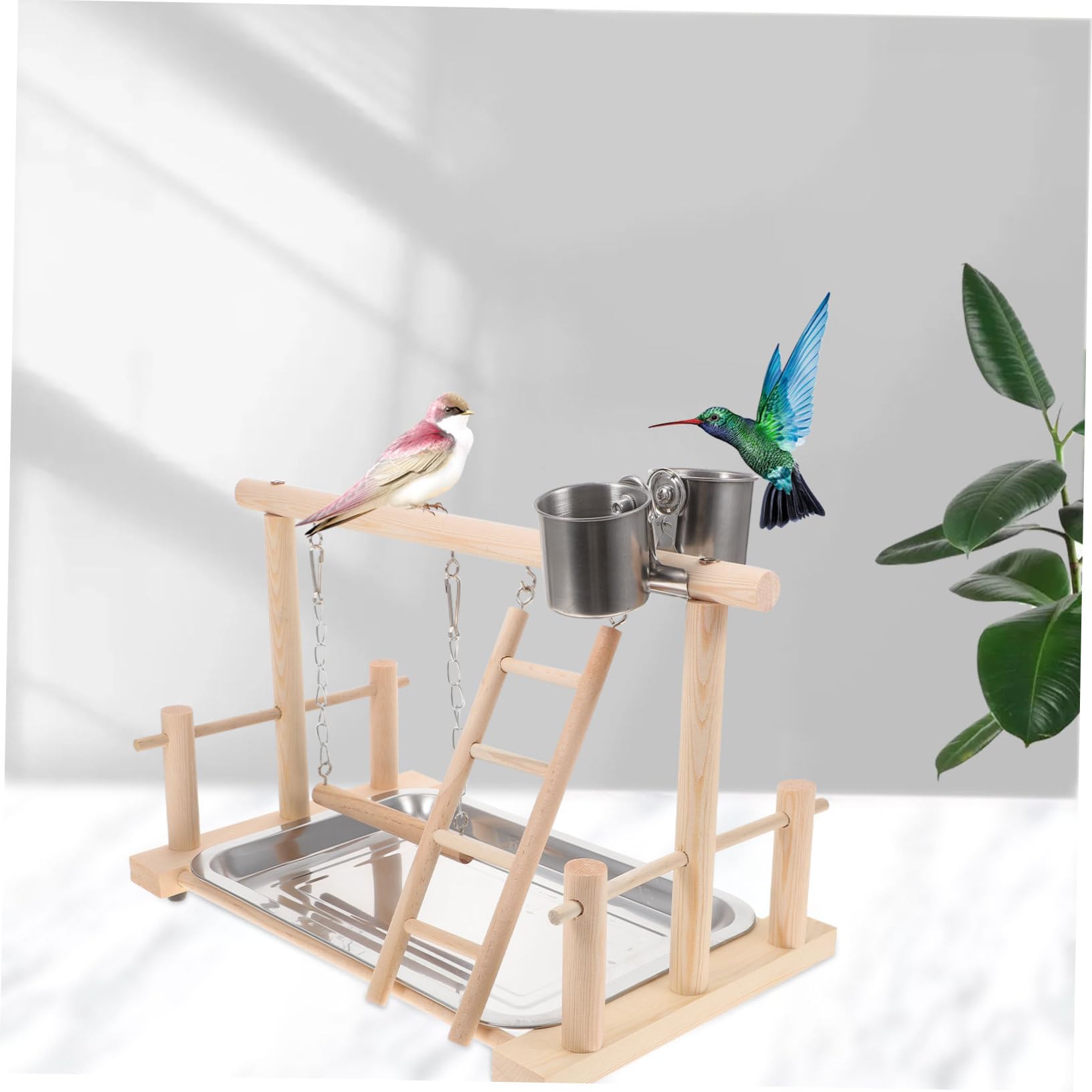 Happyyami 1set Parco Giochi Per Uccelli Legno Con e Altalena Attività Interattiva Per Pappagalli Cocorite e Uccelli Di Piccole Centro Divertimento Per Benessere Del Tuo Pet