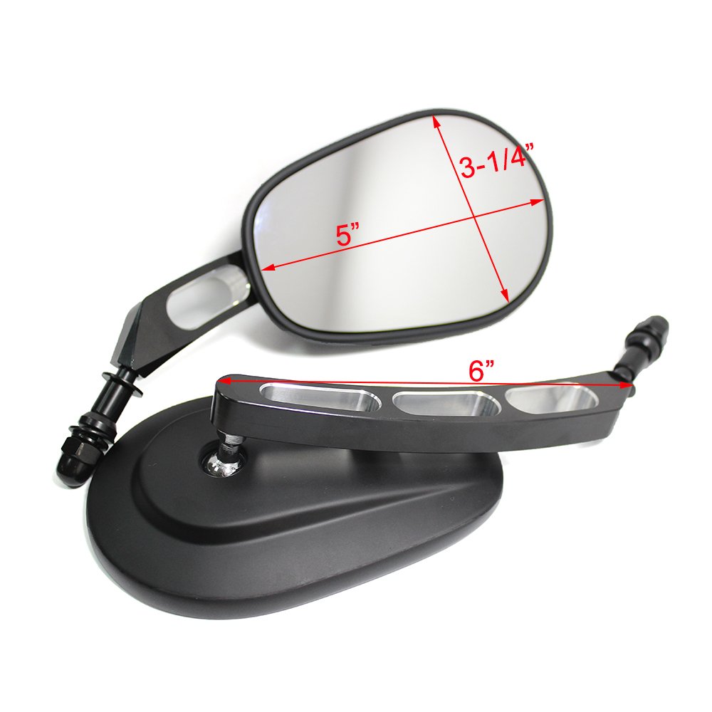 Rectangle Rear View Mirrors For Harley Cruiser, Bobber, Chopper & Dyna – Smoke Blue, Aluminum