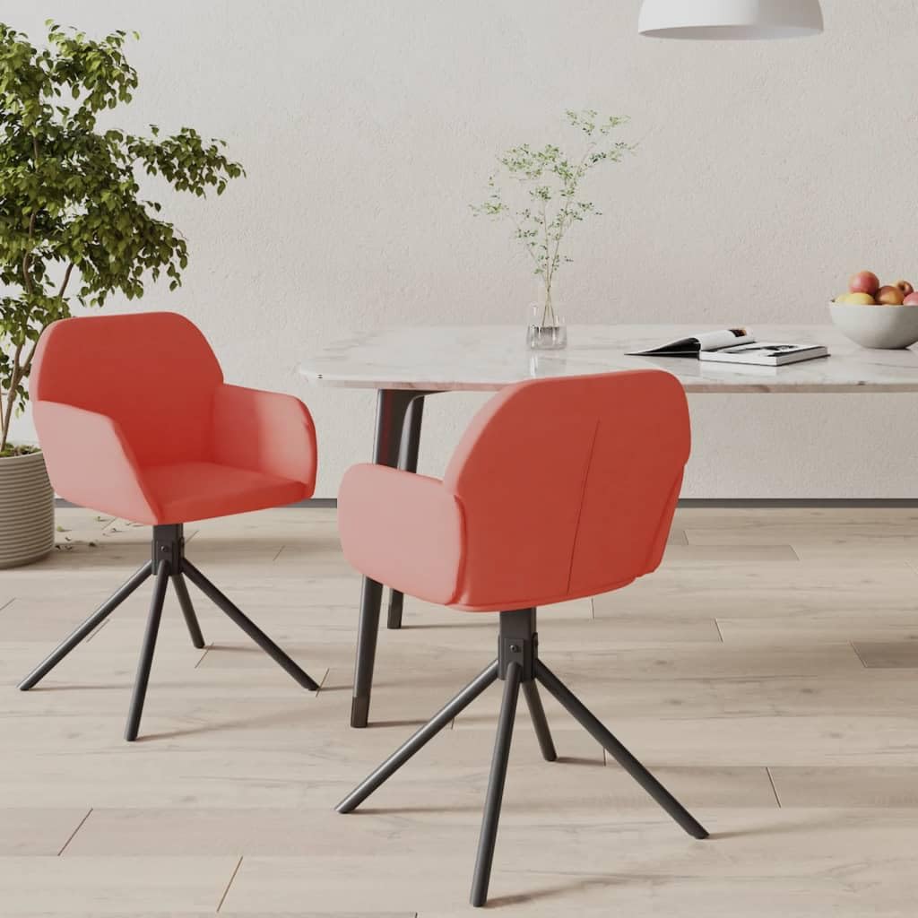 Krzesła do jadalni 2 szt. obrotowe różowe aksamit z metalowym stelażem i ergonomicznym oparciem, tapicerowane siedzisko, podłokietniki, 54 x 58,5 x 79,5 cm
