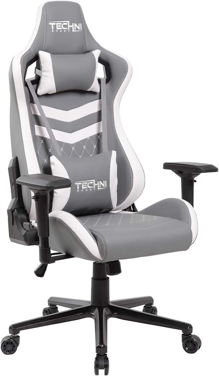 Ergonomic High Back Racer Style PC Gaming Chair Gray/White
