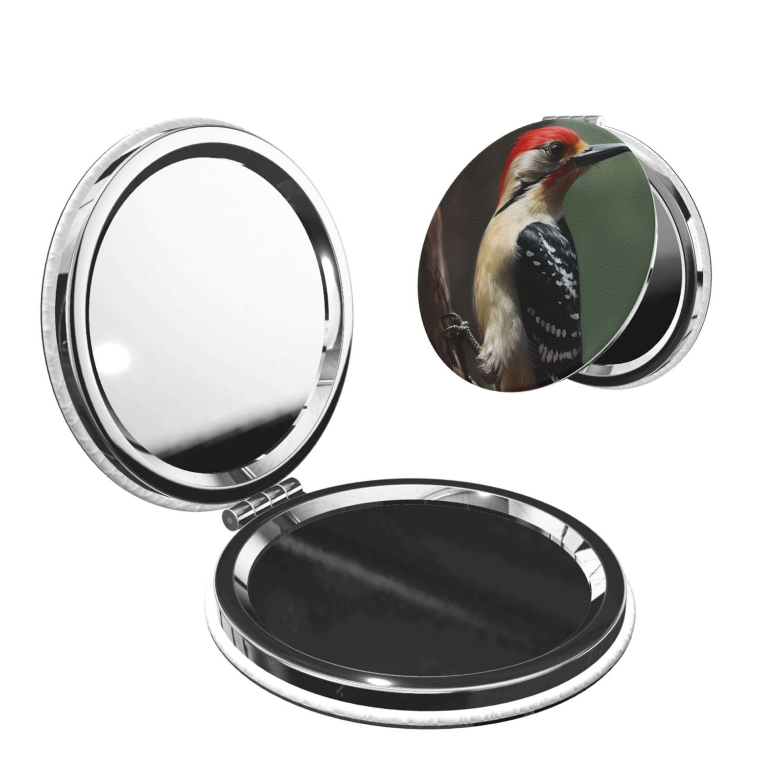 DWVTSLH Woodpecker Compact Mirror for Purse, Double-Sided 2X/1X Magnifying Mirror for Women Men, Travel Makeup Mirror for Handbag, Handheld Vanity Mirror for Gift