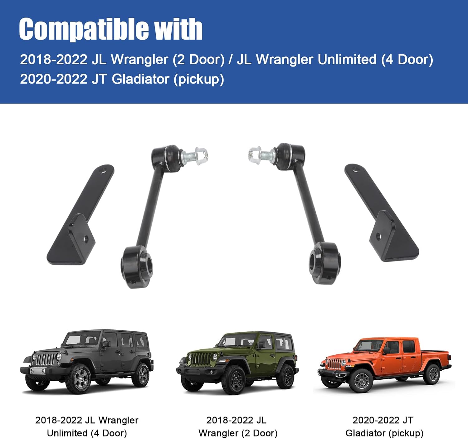 1764000 Lifts Front Sway Bar Links Quicker Disconnect System Compatible with JL Wrangler 2018-2022, JT Gladiator 2020-2022 Front Sway Bar Quick Disconnect Kit (0-4.5” Lift ）1753010