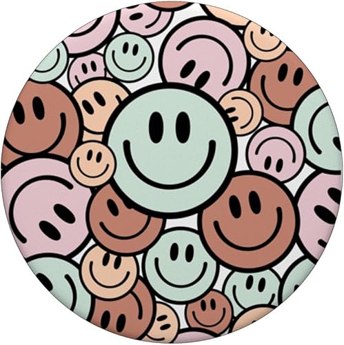 Miniatura 3 de Smile Face Happy Smile Cute Pink Brown Peach Aqua Graphics PopSockets intercambiables PopGrip