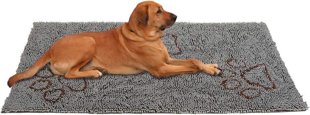 PUPTECK Doormat for Dirty Dogs - 40 x 20 inch Extra Large Super Absorbent Non Skid Microfiber Pet Door Runner Mat, Grey