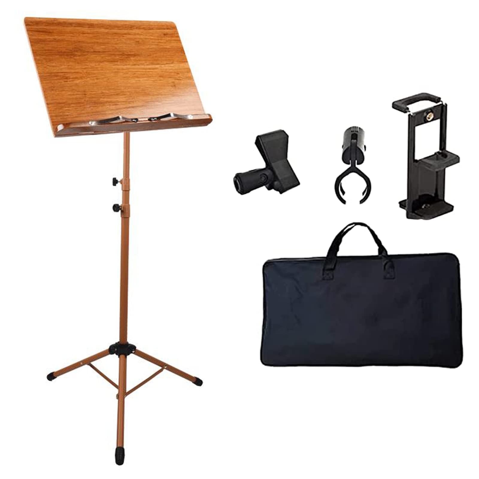 Atril De Música Portátil Y Liviano, Soporte para Libros De Bambú De Doble Uso Dos En Uno, Atril para Partituras con Colgador para Violín, La Superficie Está Pintada para Pr,