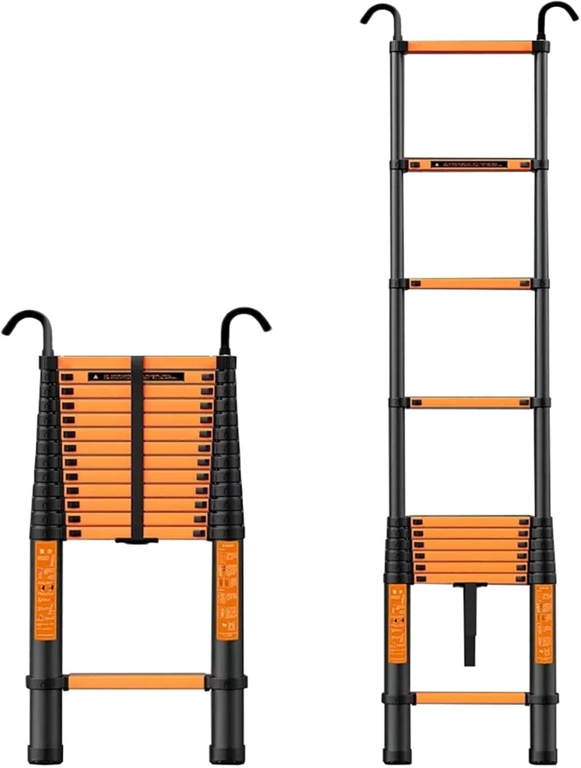 Telescopic Extension Ladder with Hooks, 8m/7m/6m/5m/4m/3.5m, Heavy Duty Black Aluminum Folding Ladder for RV Loft, Garden, and Home Use Generic(5.9m/19ft)