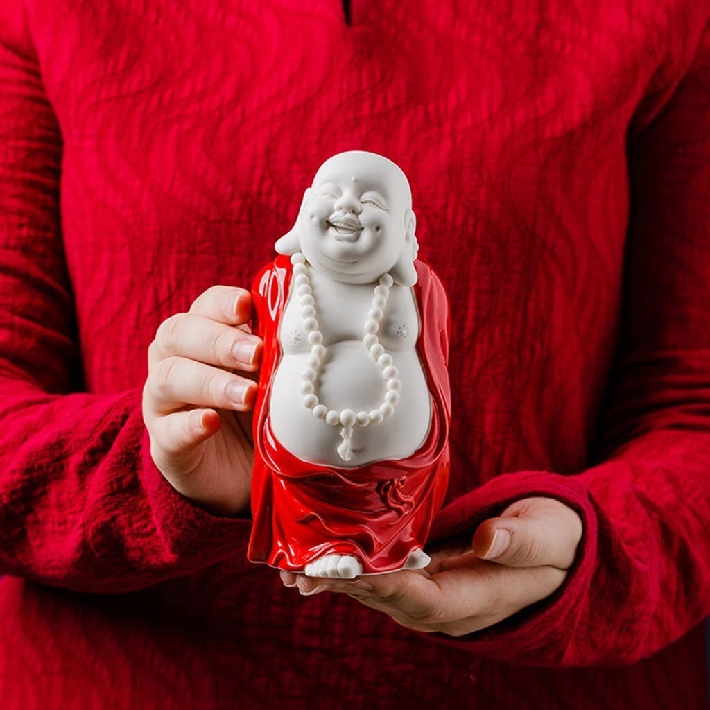 Estatuas de Buda 6.5En Standing Big-Bellied Smiling Buddha Statue Feng Shui y Wealth Buda Figura Figura Decoración de la Escultura Decoracion (tamaño : 9.5 * 8 * 16.5cm)