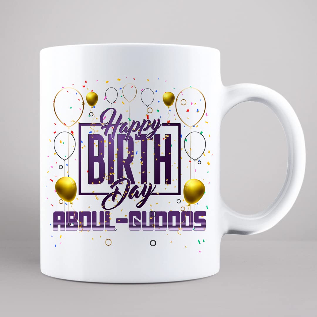 DEDDIMAAG Happy Birthday Abdul-Qudoos Printed Personalized Coffee Mug, 350 ml (MUGA3186)