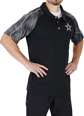 Zubaz Mens NFL Elevated Mono Polo Shirt with Tonal Viper Print Sleeves