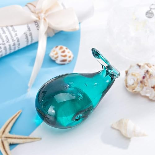 Miniatura 8 de HDCRYSTALGIFTS Figura de ballena de vidrio soplado a mano de 3.5 pulgadas, coleccionables, pisapapeles, decoración de acuario, regalo para amantes