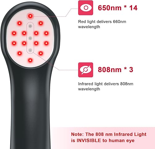 Miniatura 2 de Anyork Dispositivo de luz roja para cuerpo, luz infrarroja cercana para alivio muscular articular con pantalla LED (3 x 808 nm +14 x 650 nm)