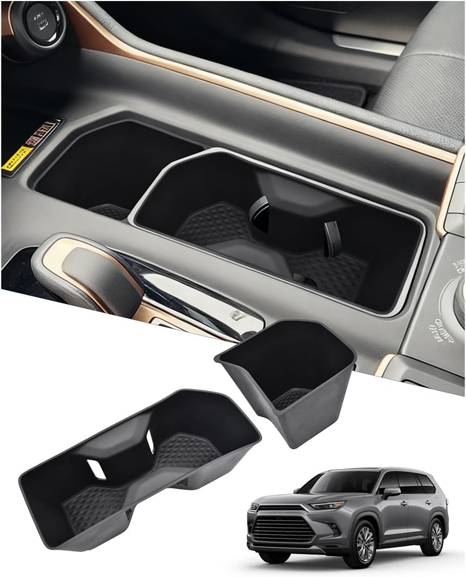 Cup Holder Inserts for Toyota Grand Highlander Accessories 2026 2025 2024, Non-Slip TPE Center Console Protector Organizer to Prevent Spills & Scratches for 2025 2026 Grand Highlander Hybrid