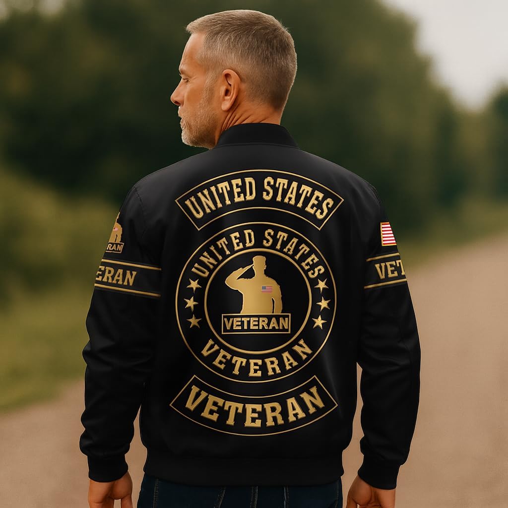 Veteran Jackets For Men - US Veteran Bomber Jacket, Military Windbreaker Jacket, Top Military Gifts and Veteran Gifts for Men, Veterans Day Gift - Image 5