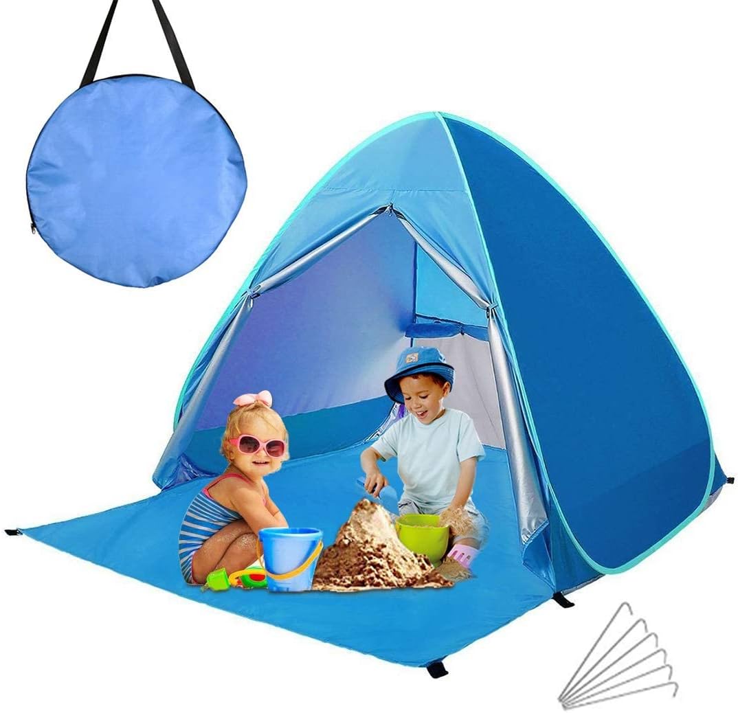 Pop Up Beach Tent, Ideapro 2-3 Person Quick Automatic Instant Beach Tent Anti-UV Sun Shade Outdoor Camping Tent Waterproof Beach Shelter for Fishing, Garden, Camping, Beach, Picnic