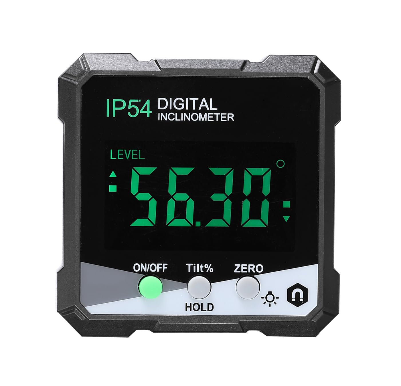 Lancoon Digital Inclinometer, Angle Finder with Bevel Gauge LCD Display Backlight Magnetic Base High Accuracy Waterproof Battery Powered Measuring Tool Plastic for Woodworking Black