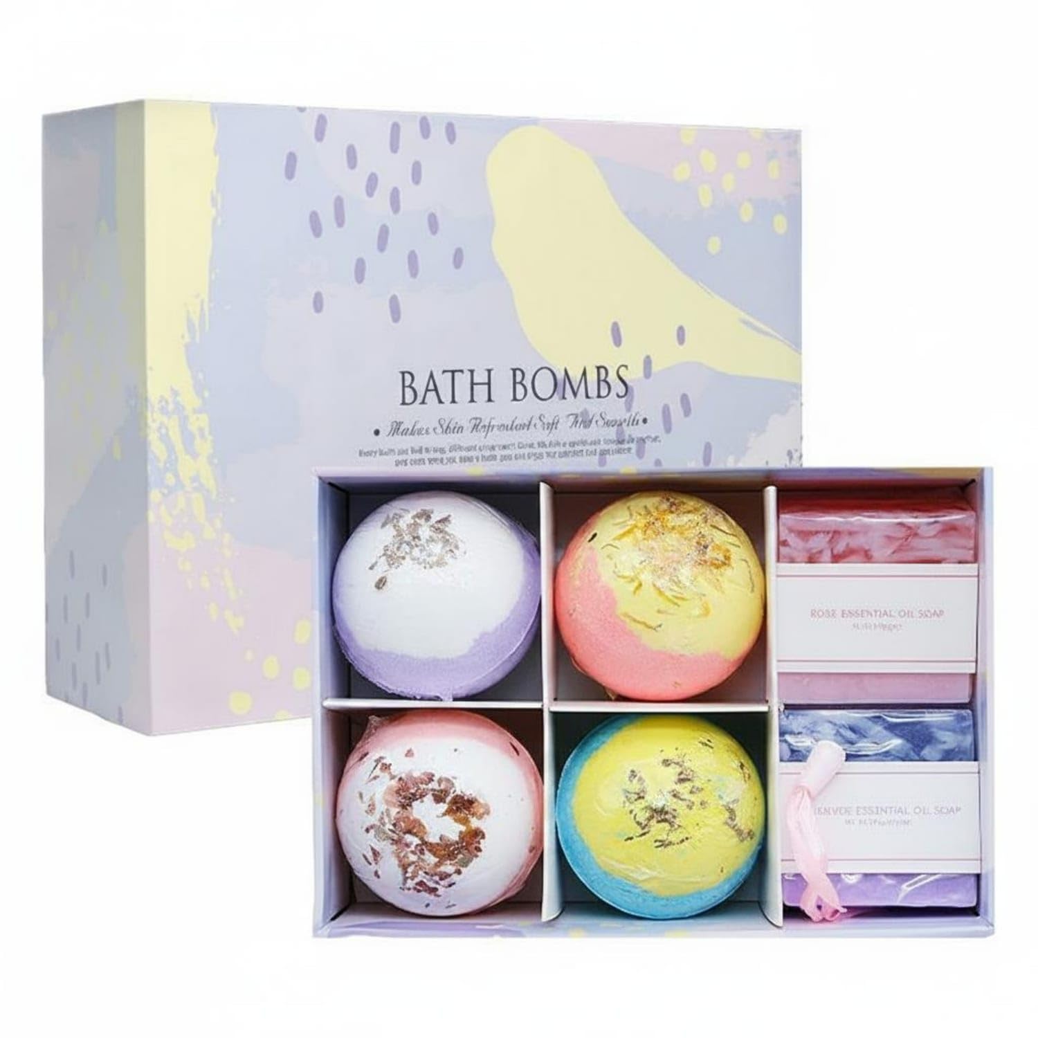 Fizzy & Foaming Bath Fizz and Soap Set Dried Flowers Bath Fizz Gift Set for Women, Bathroom, 557G-image-40