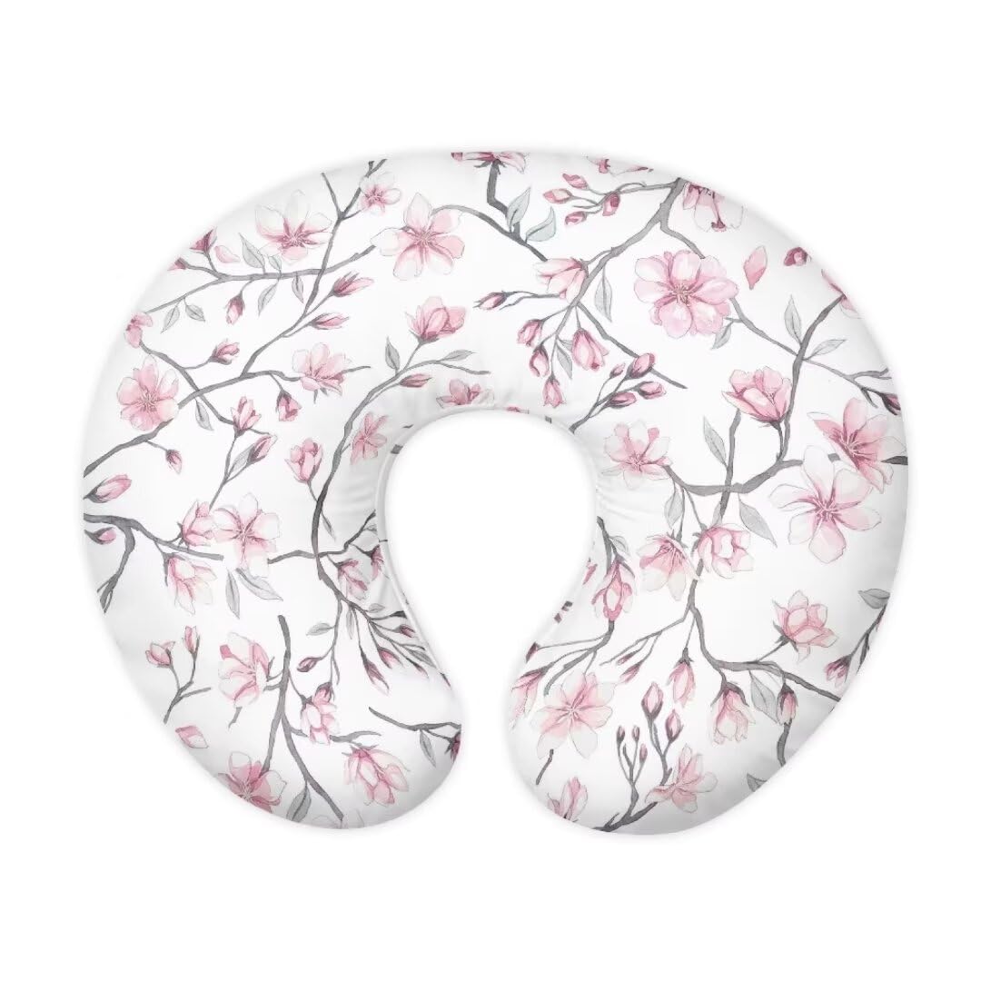 Jeiento Pink Cherry Blossom Nursing Pillow Covers U-Shaped Pillowcase for Nursing Pillow and Positioner,Stretchy Nursing Pillow Slipcovers