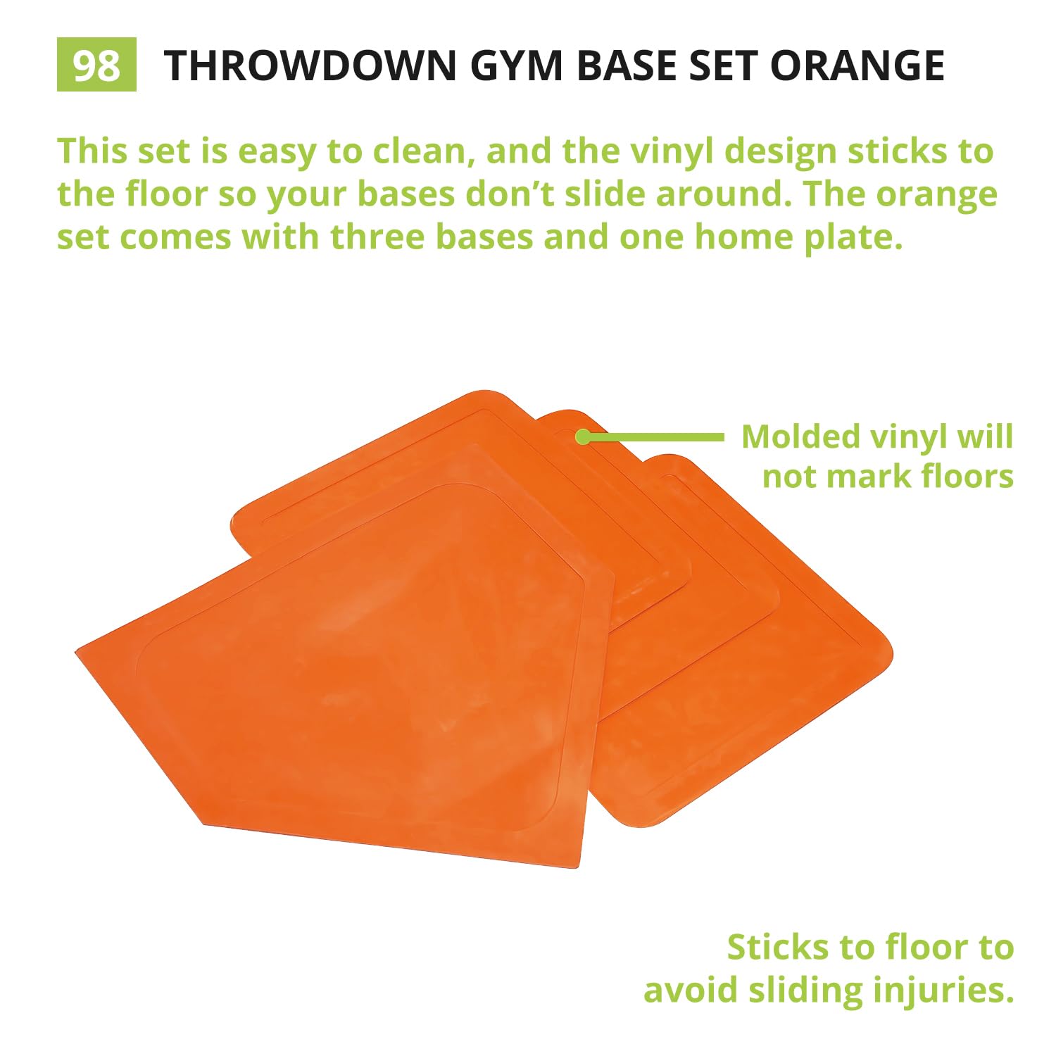 Champion Sports Baseball/Softball Throw Down Base Sets – Durable Indoor/Outdoor Training Bases – Sets of 4 or 5 in Orange or White