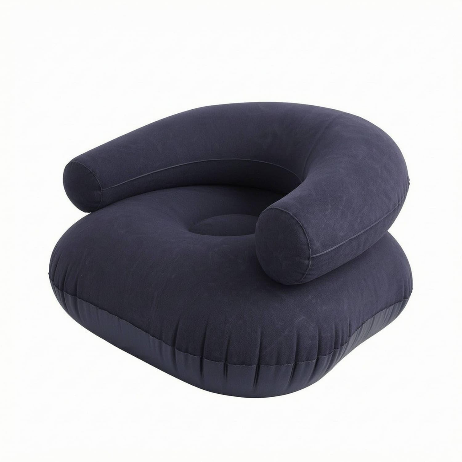 Flocked Inflatable Sofa with Armrests Comfortable Inflatable Sofa Seat Cozy Inflatable Chair Portable for Students, Guests, Campers, Dorm Room, Camping, Patio, Navy Blue-image-8