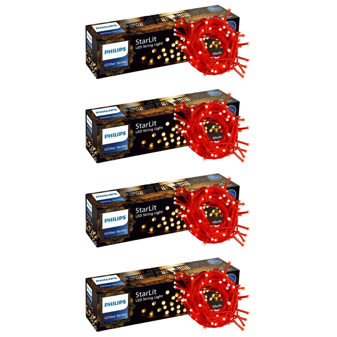 PHILIPS Starlit 12 Meter 72 LEDs String Light for Decoration | Festival LED String Light for Diwali, Christmas and Home Decoration| Red, Pack of 4 (B0B5RN3XY5) Amazon Price History, Amazon Price Tracker
