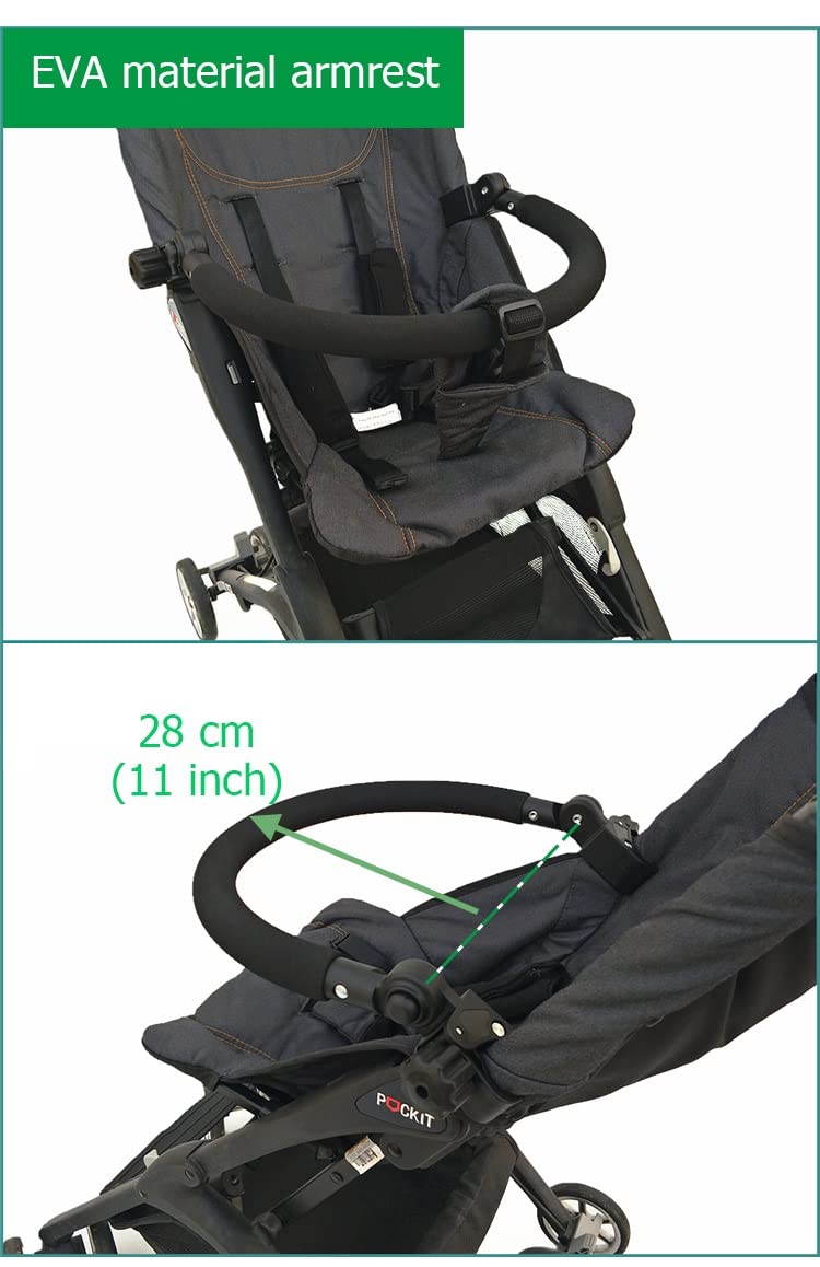 Barre paraurti compatibili con passeggino GB Pockit+ All-Terrain e Pockit Air, accessori per passeggino, corrimano anteriore regolabile (copertura in pelle PU)