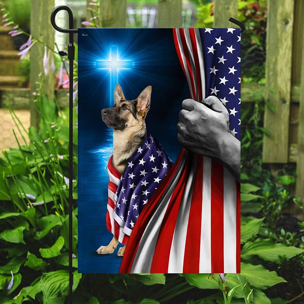 American Flag-German Shepherd American Patriot Flag, House Flag (29.5" x 39.5")-USA Flags Premium Polyester-Decorative Indoor Outdoor Flag