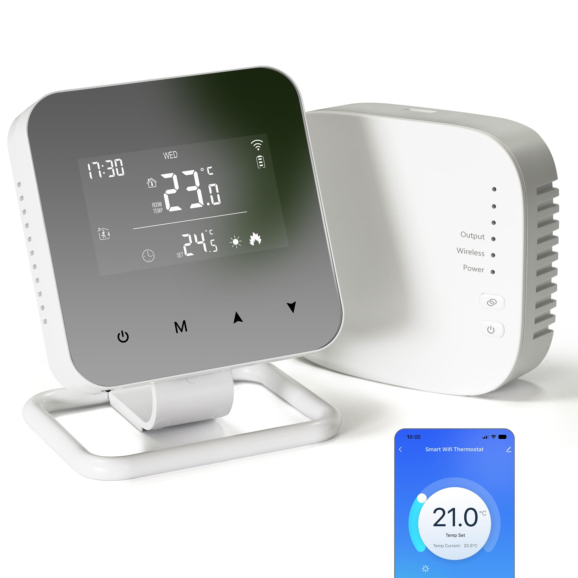 Termostat Wi-Fi do kotła 2,4 GHz, codziennie programowalny termostat na baterie, sterowanie głosowe, kompatybilny z Google Assistant i Alexa, sterowanie Tuya/Smart Life 230V