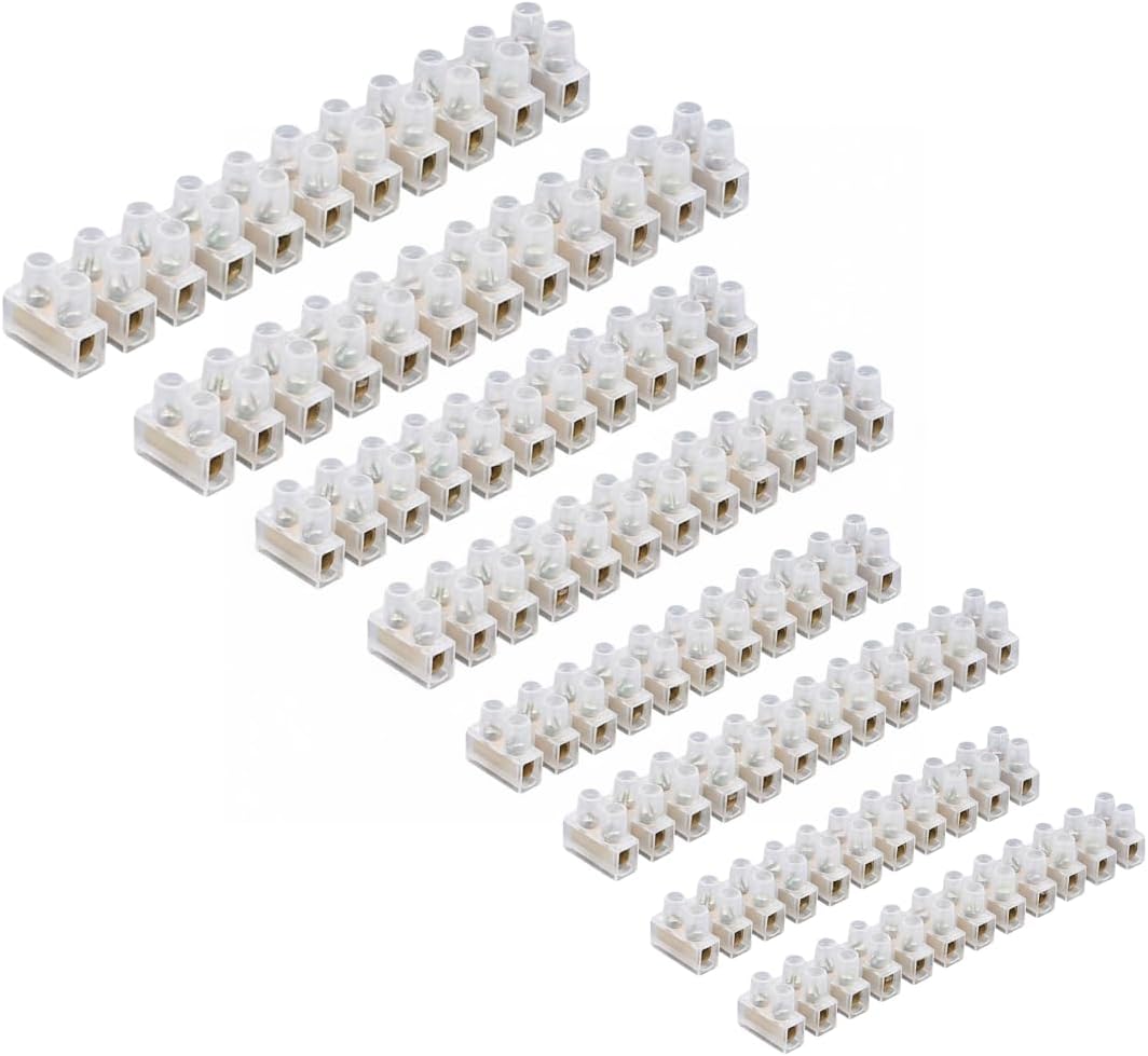 3A/5A/15A/30A/60A Electrical Connector Blocks 12 Way Clear Barrier Block Strip Wire Connector Electrical Choc Blocks Connecting for Wiring Cable Dual Row 12 Position (Pack 2, 5A, 15A, 30A & 60A)