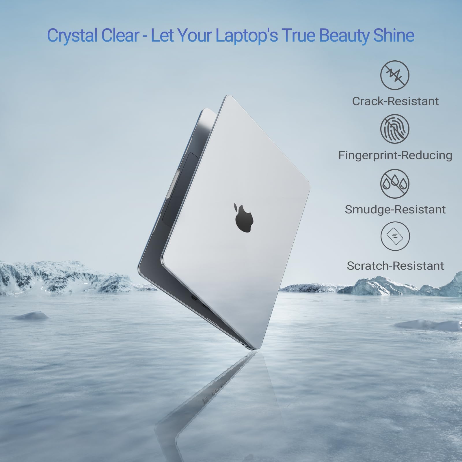 MOSISO Custodia Compatibile con MacBook Air 13 Cover M5 M4 M3 M2 2026-2022 A3449 A3240 A3113 A2681,Case per MacBook Air 13,6'' display Liquid Retina&Copritastiera&Pellicola&Borsa, Chiaro Cristallo