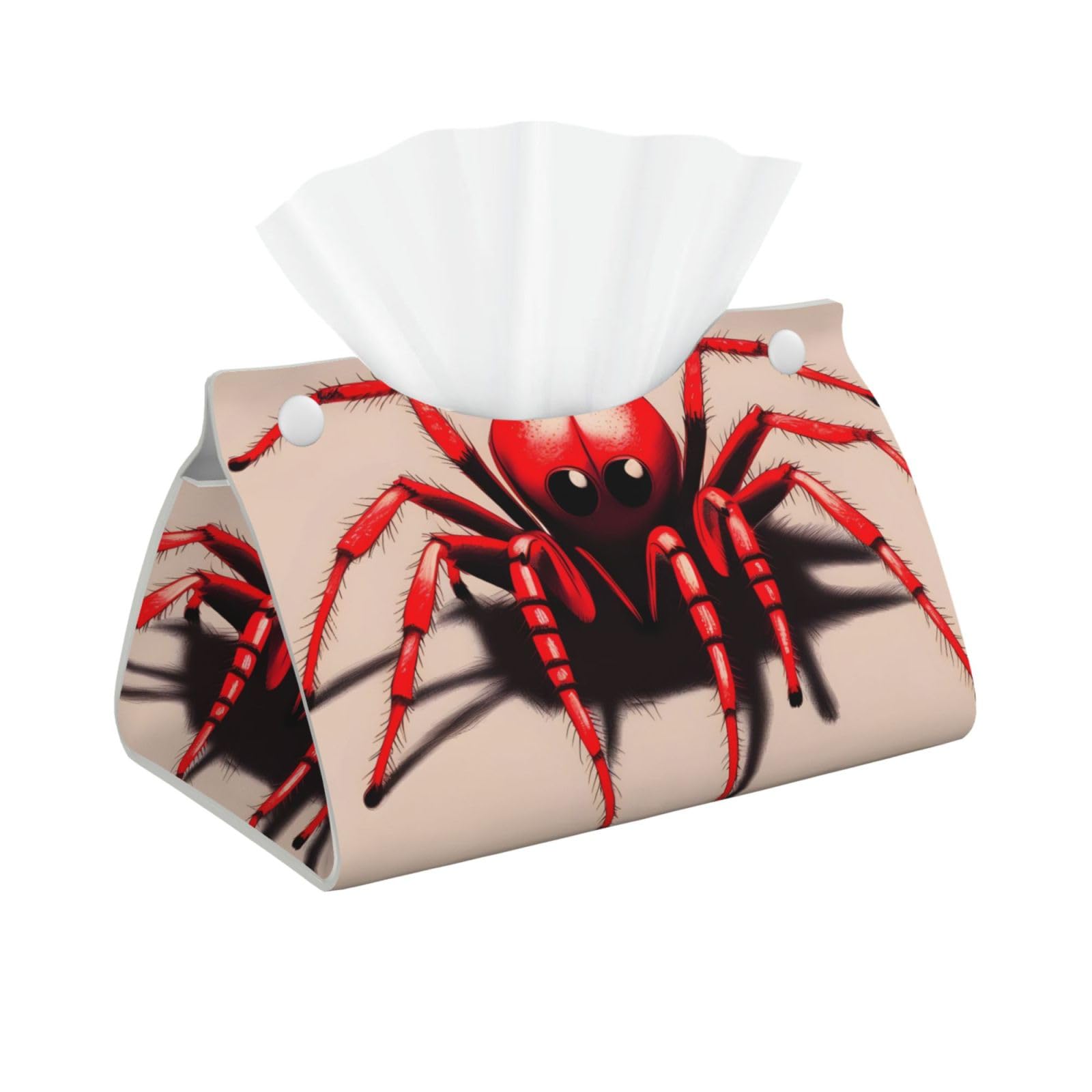 Cute little red spider Long Leather Tissue Box Cover-Waterproof PU Leather Tissue Holder for Bathroom, Decorative Rectangular Tissue Case