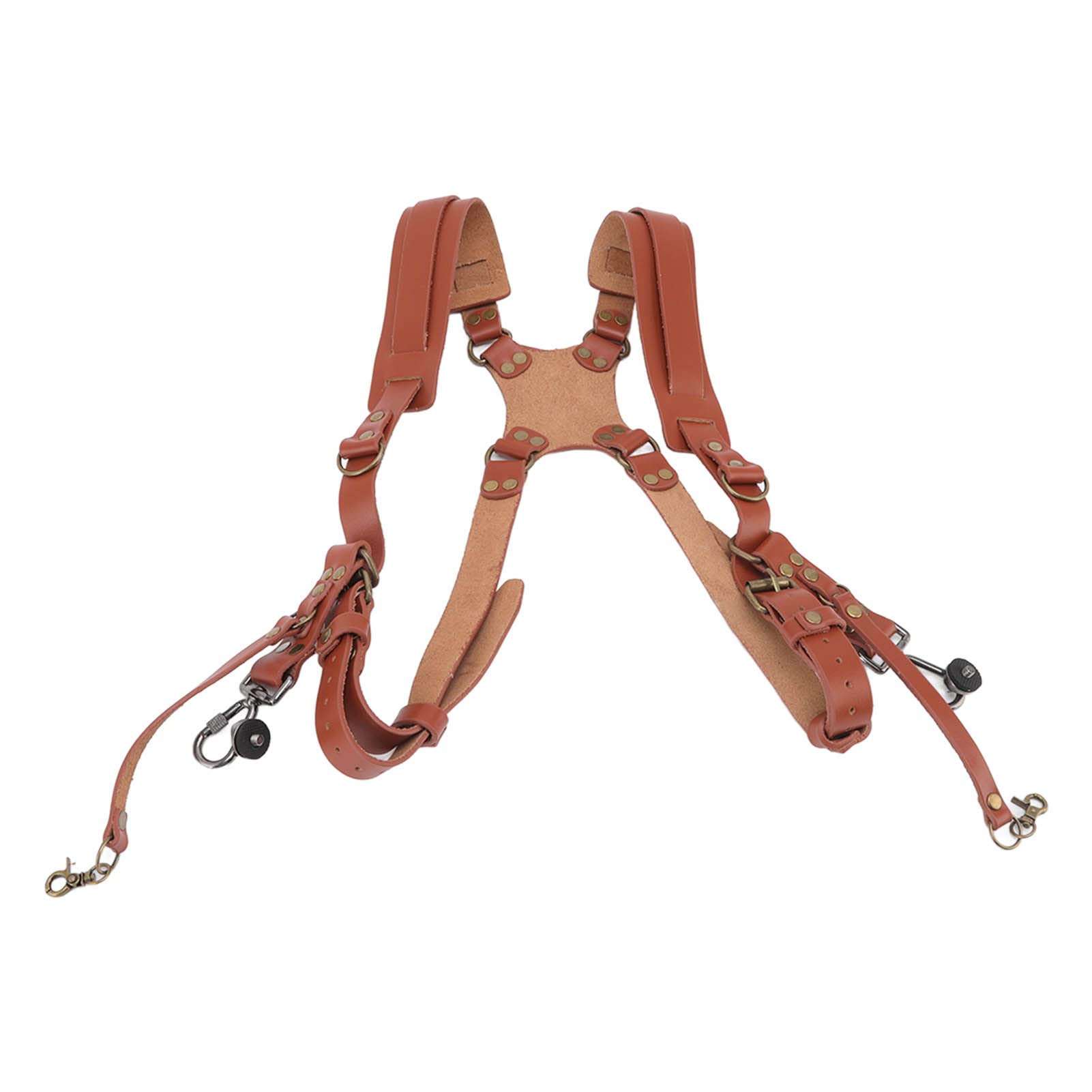 Focket Accessori per la Cinghia della Fotocamera per Due Fotocamere, Comoda Imbracatura in Pelle a Doppia Spalla, Accessori per Fotocamera a Tracolla, Attrezzatura per Fotocamera Multipla